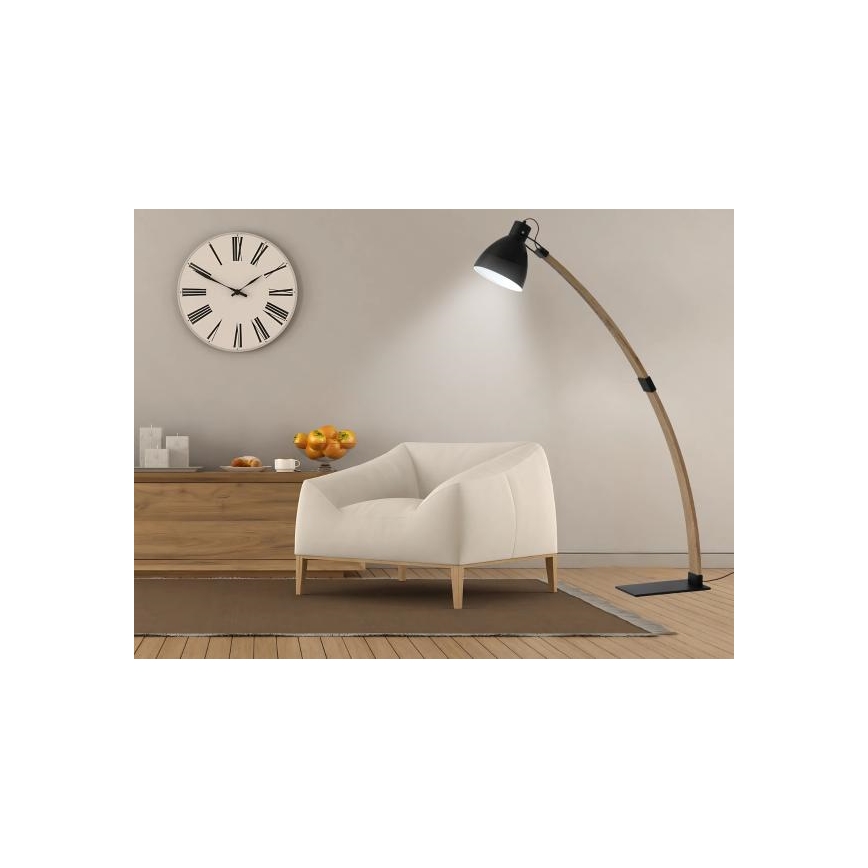 Lampadaire 1xE27/60W/230V frêne/noir
