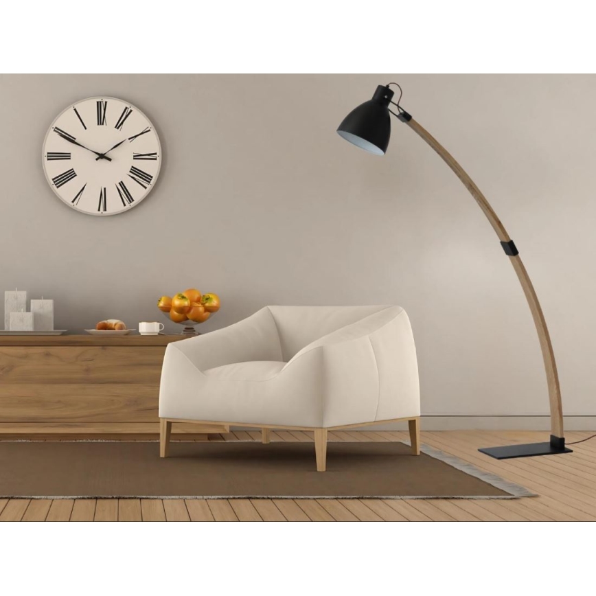Lampadaire 1xE27/60W/230V frêne/noir