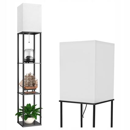 Lampadaire à étagères, 1 x culot E27 / 40W / 230V, hauteur 160 cm, noir/blanc