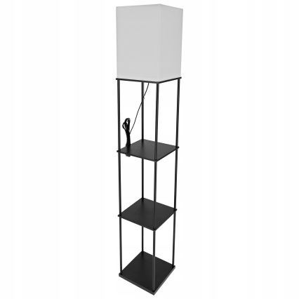 Lampadaire à étagères, 1 x culot E27 / 40W / 230V, hauteur 160 cm, noir/blanc