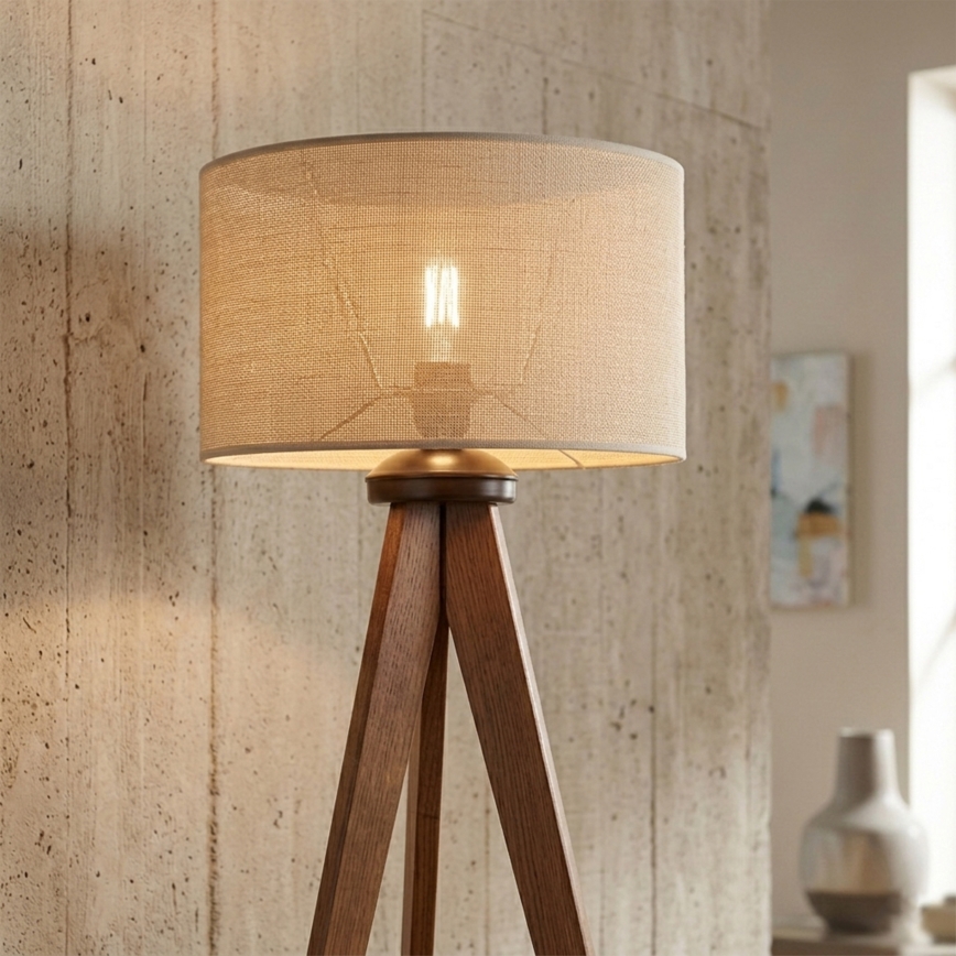 Lampadaire AIDA 1xE27/15W/230V chêne/raphia