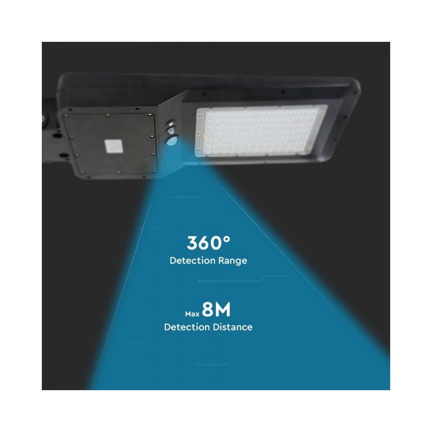 Lampadaire avec détecteur LED/40W/9,6V IP65 6000K + Télécommande
