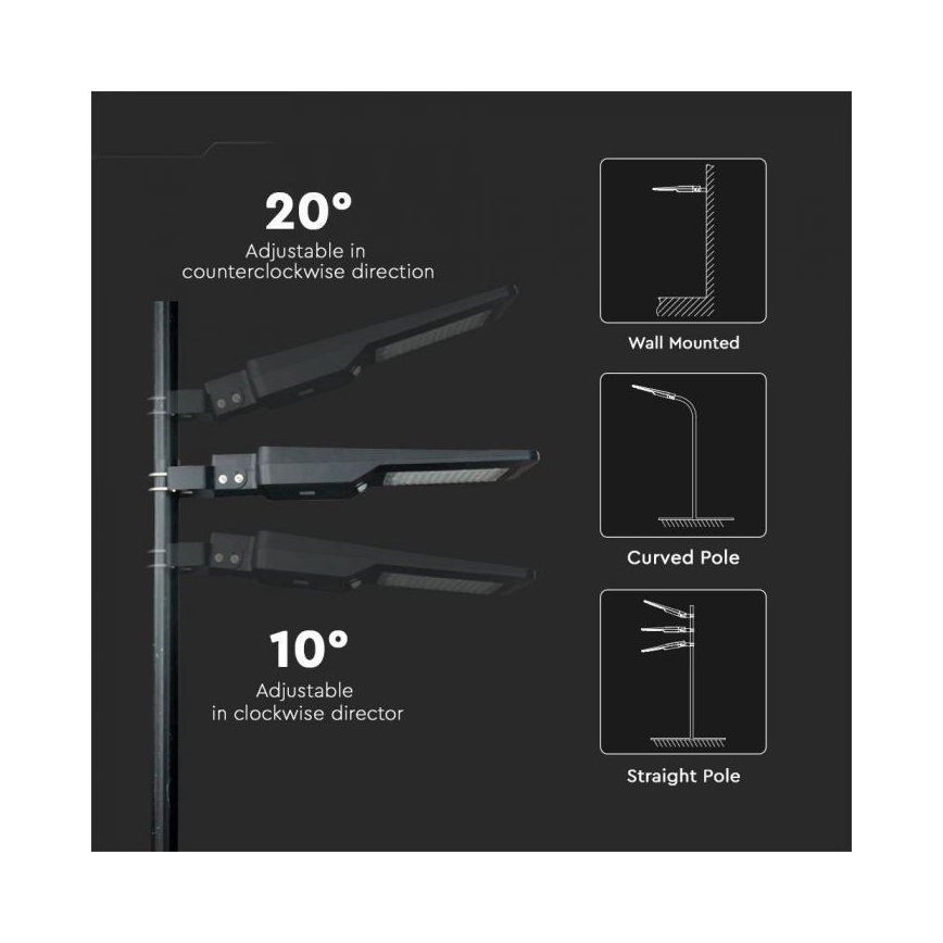 Lampadaire avec détecteur LED/40W/9,6V IP65 6000K + Télécommande