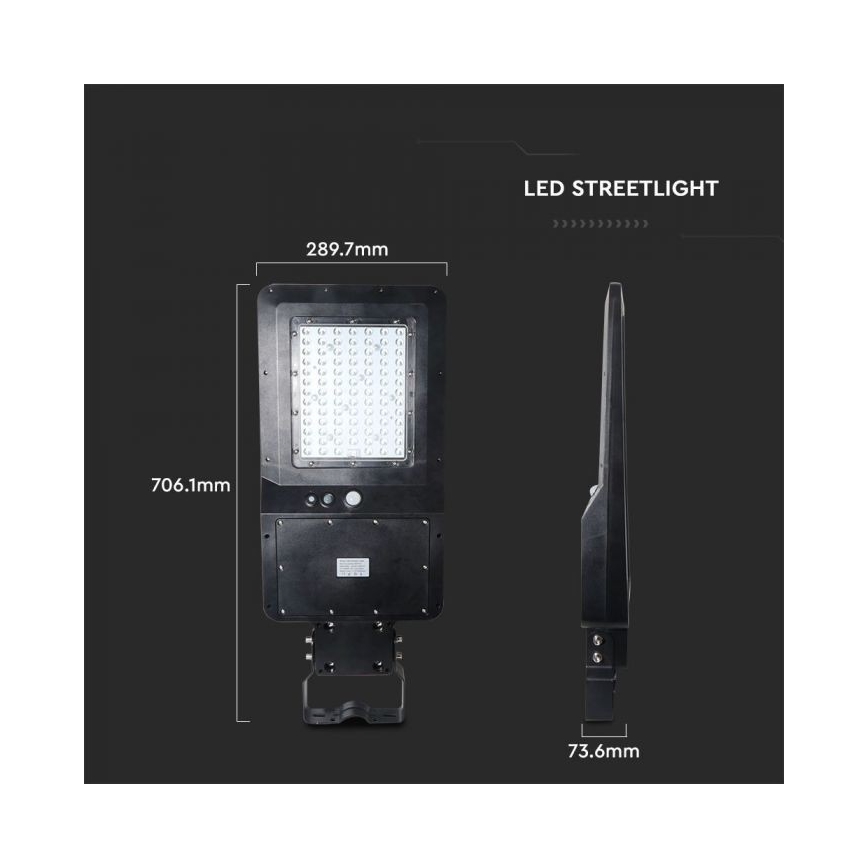 Lampadaire avec détecteur LED/40W/9,6V IP65 6000K + Télécommande