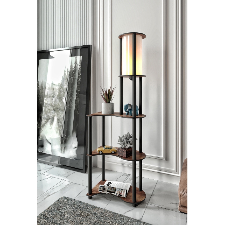 Lampadaire avec étagères 1xE27/40W/230V 140 cm noir/marron