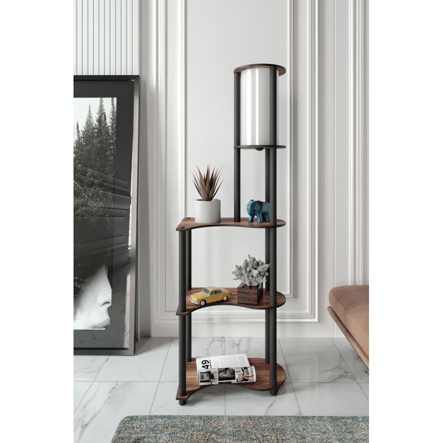 Lampadaire avec étagères 1xE27/40W/230V 140 cm noir/marron