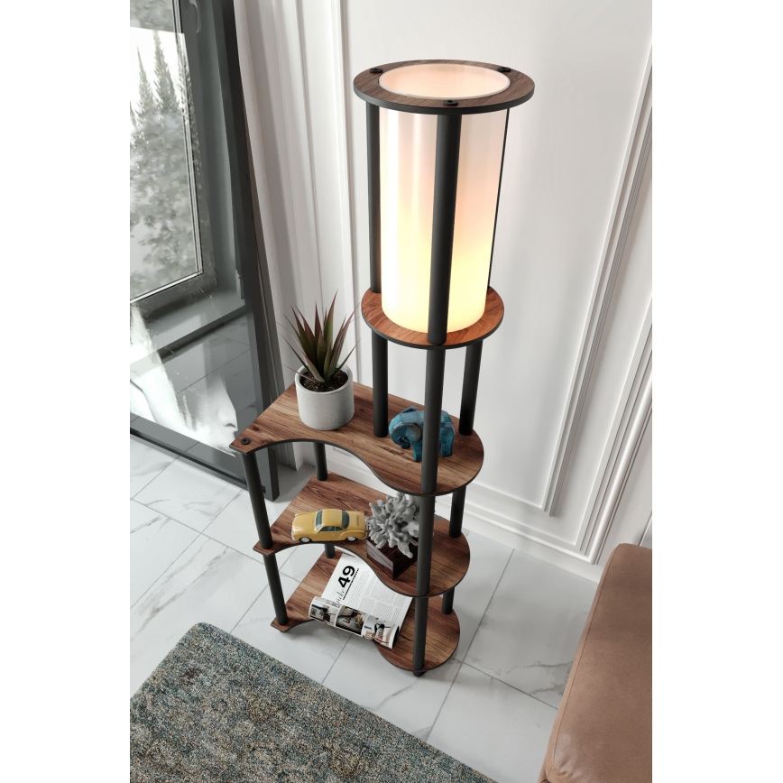 Lampadaire avec étagères 1xE27/40W/230V 140 cm noir/marron