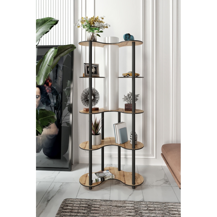 Lampadaire avec étagères 1xE27/40W/230V 150 cm noir/beige
