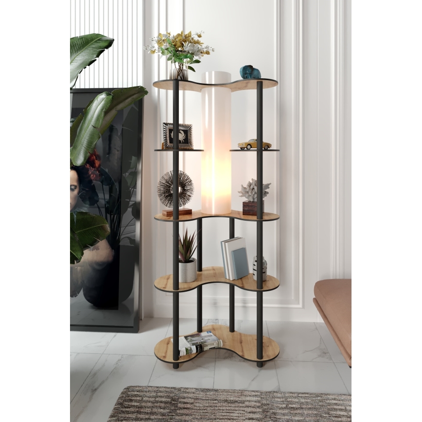 Lampadaire avec étagères 1xE27/40W/230V 150 cm noir/beige