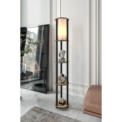 Lampadaire avec étagères 1xE27/40W/230V 150 cm noir/marron