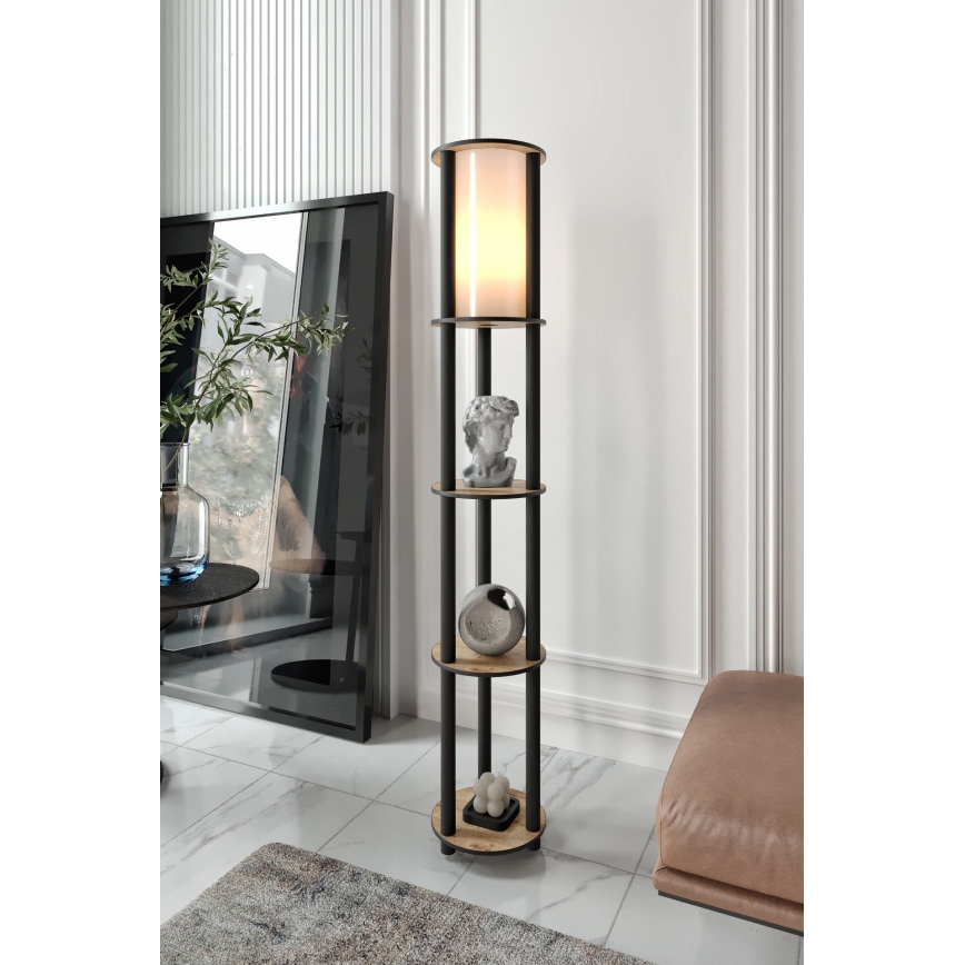 Lampadaire avec étagères 1xE27/40W/230V 150 cm noir/marron