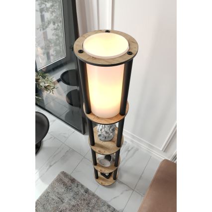 Lampadaire avec étagères 1xE27/40W/230V 150 cm noir/marron