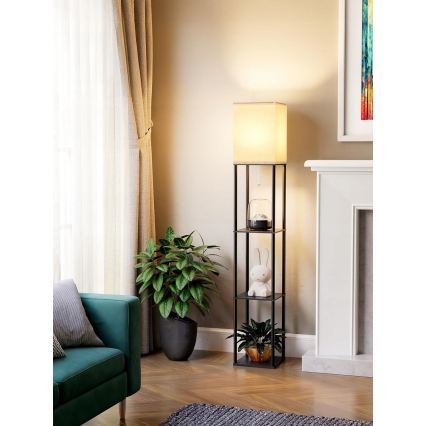 Lampadaire avec étagères 1xE27/40W/230V noir/blanc
