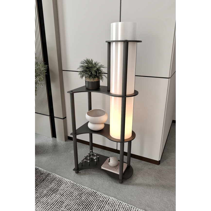 Lampadaire avec étagères NOTO 1xE27/40W/230V noire