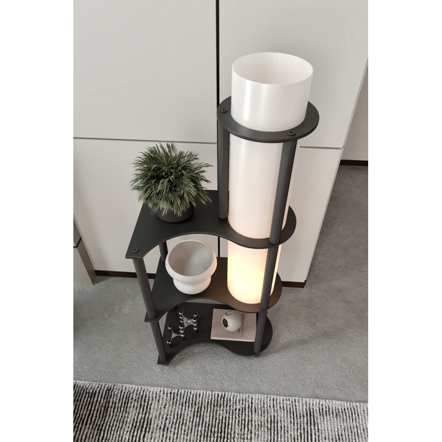Lampadaire avec étagères NOTO 1xE27/40W/230V noire