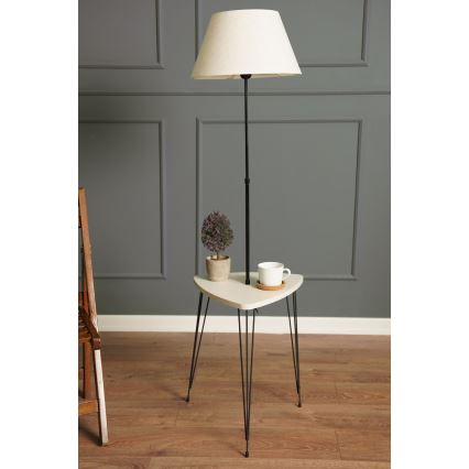 Lampadaire avec table 1xE27/40W/230V noir/crème