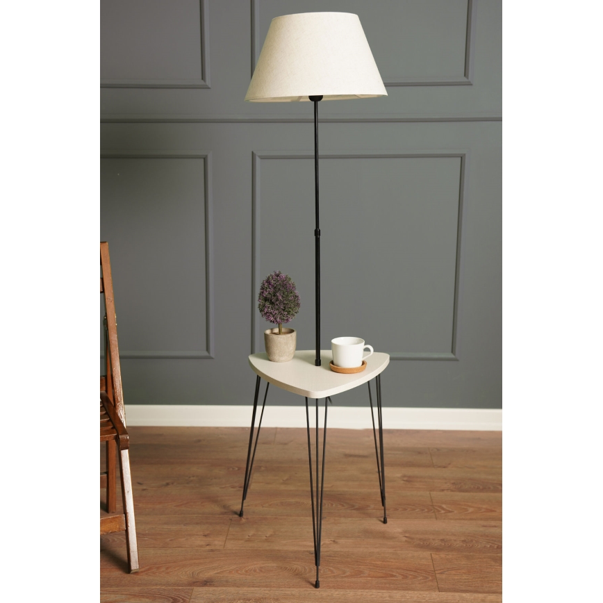 Lampadaire avec table 1xE27/40W/230V noir/crème