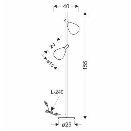 Lampadaire DENSO 2xG9/5W/230V chrome noir/cuivré