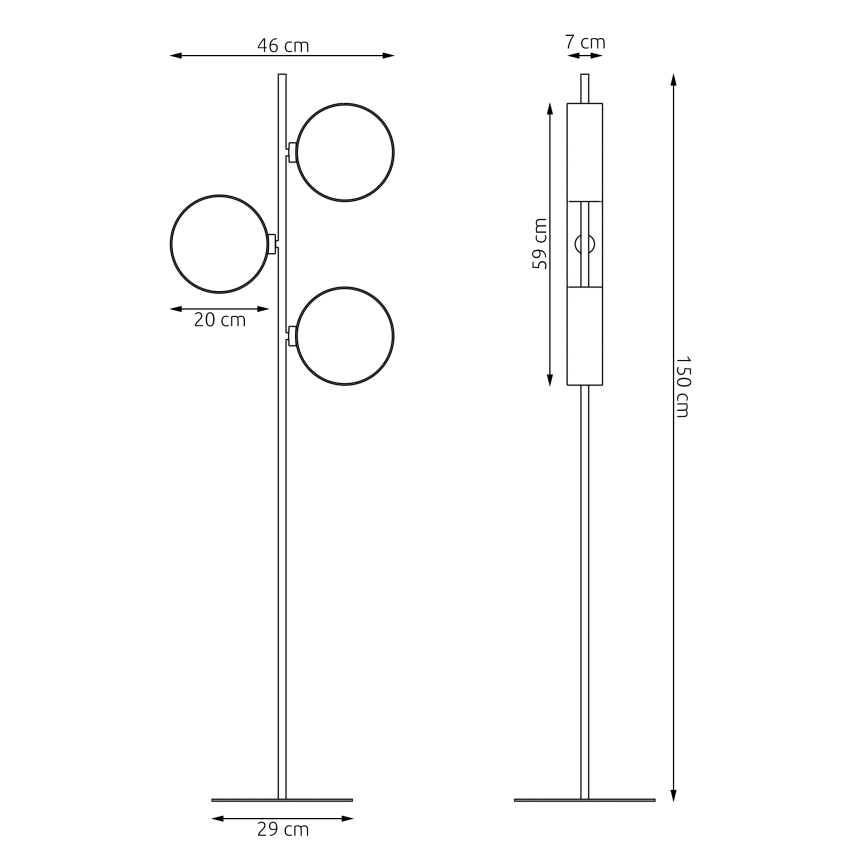 Lampadaire DRUMZ 3xE14/10W/230V noir/gris