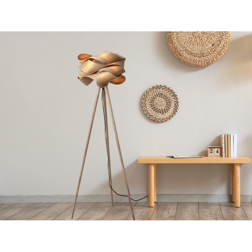 Lampadaire en bois 1xE27/60W/230V massif/placage/frêne