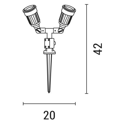 Lampadaire extérieur 2xE27/15W/230V IP44 noir