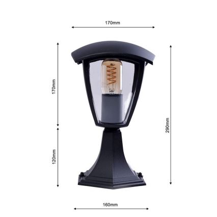 Lampadaire extérieur FOX 1xE27/40W/230V IP44 noir