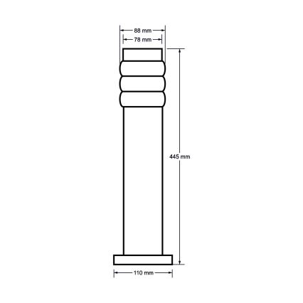 Lampadaire extérieur LULA 1xE27/11W/230V IP44 acier inoxydable