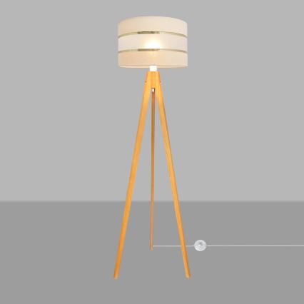 Lampadaire HELEN 1xE27/15W/230V crème/doré/chêne