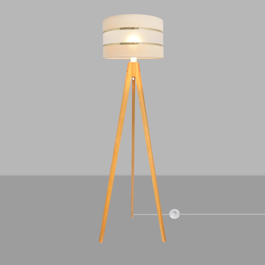 Lampadaire HELEN 1xE27/15W/230V crème/doré/chêne