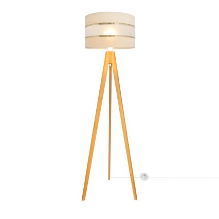 Lampadaire HELEN 1xE27/15W/230V crème/doré/chêne