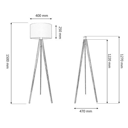 Lampadaire HELEN 1xE27/15W/230V crème/doré/chêne