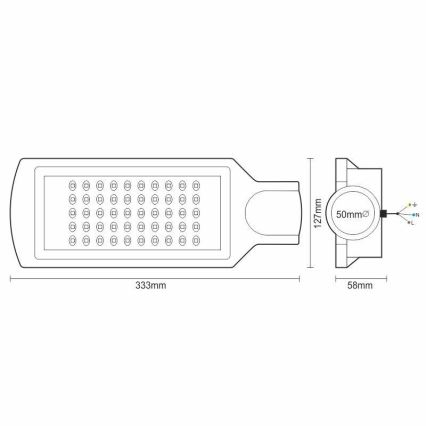 Lampadaire LED/50W/170-400V 4000K IP65