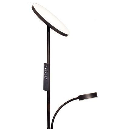 Lampadaire LED NORA à intensité réglable — LED 25 W, 230 V, 2200/3000/4000 K + LED 5 W 3000 K, noir, avec télécommande