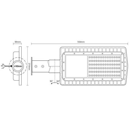 Lampadaire LED LED/60W/230V 5000K IP65