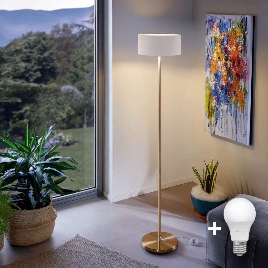 Lampadaire LED TUNJA 1xE27/20W/230V Ø 30 cm doré/blanc