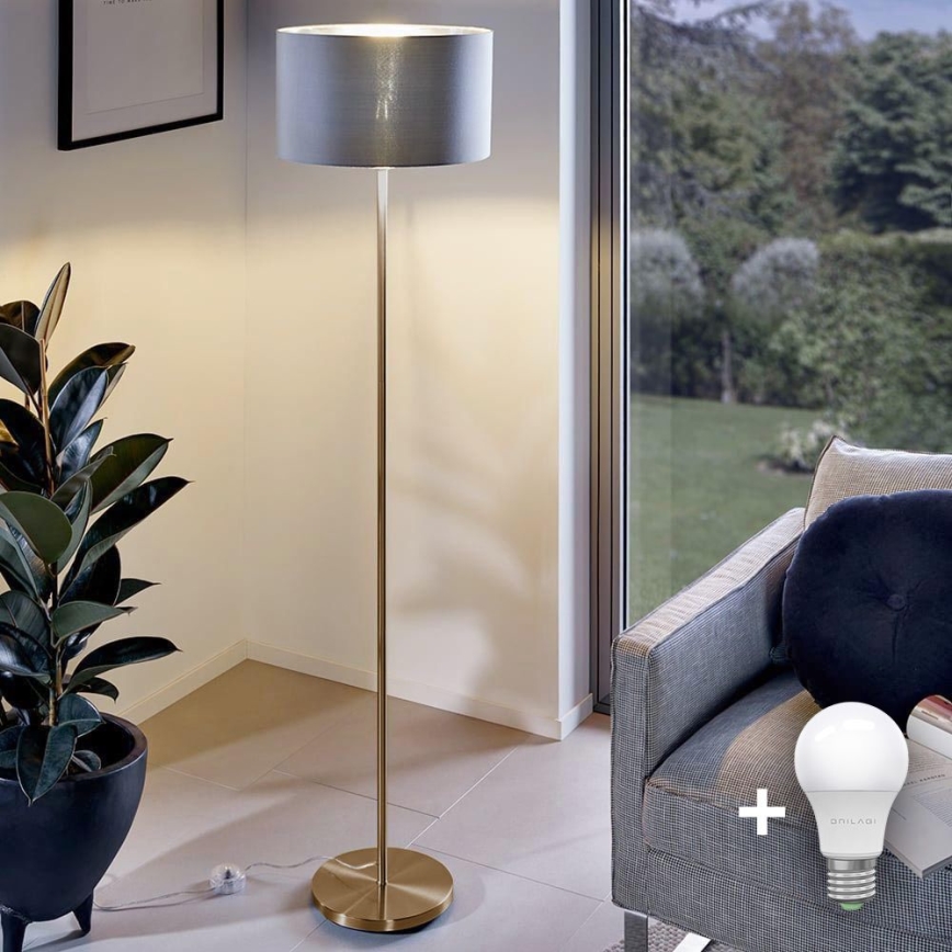 Lampadaire LED TUNJA 1xE27/20W/230V Ø 30 cm doré/gris