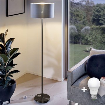 Lampadaire LED TUNJA 1xE27/20W/230V Ø 30 cm noir/gris
