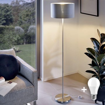 Lampadaire LED TUNJA 1xE27/20W/230V Ø 38 cm chrome mat/gris