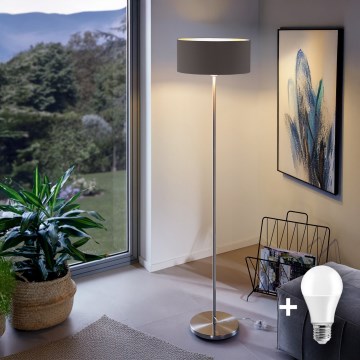 Lampadaire LED TUNJA 1xE27/20W/230V Ø 38 cm chrome mat/marron