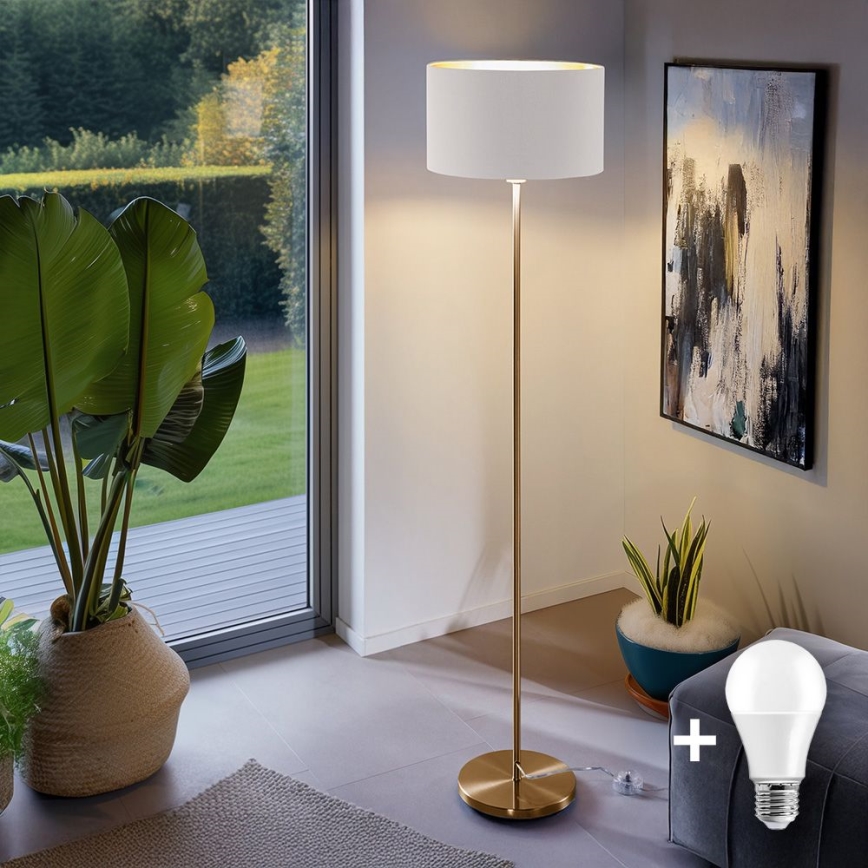 Lampadaire LED TUNJA 1xE27/20W/230V Ø 38 cm doré/blanc