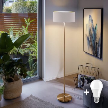 Lampadaire LED TUNJA 1xE27/20W/230V Ø 38 cm doré/blanc