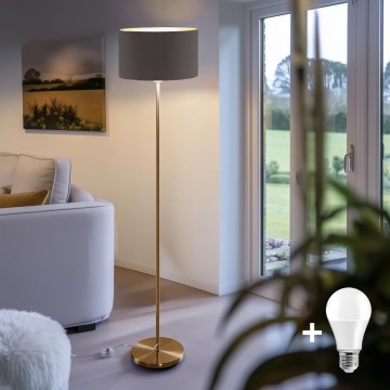 Lampadaire LED TUNJA 1xE27/20W/230V Ø 38 cm doré/marron