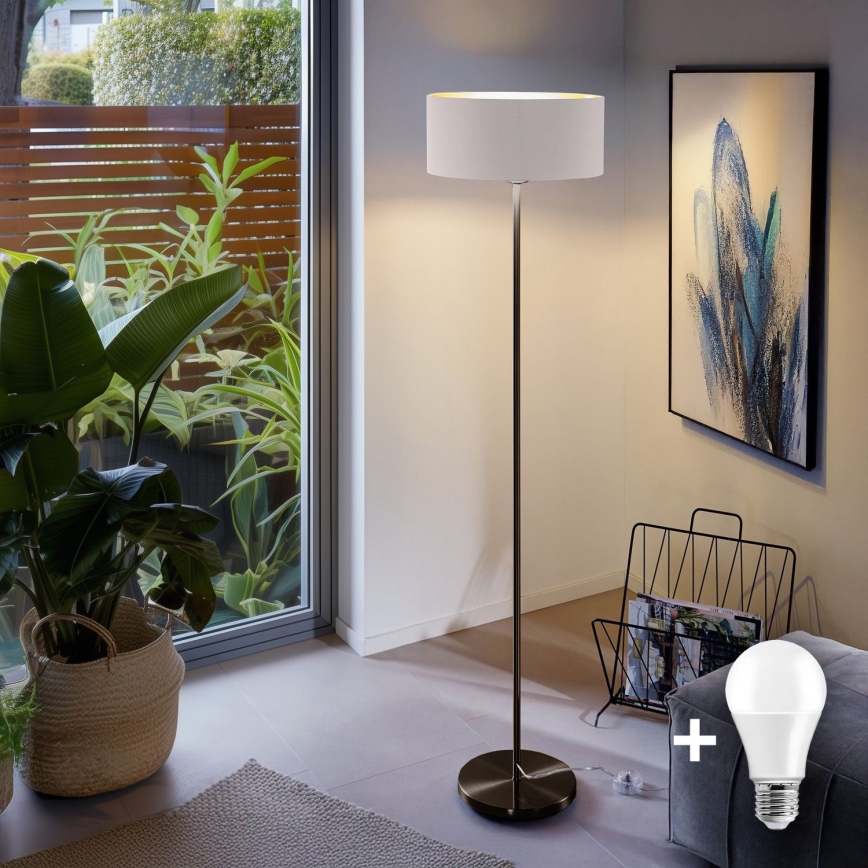 Lampadaire LED TUNJA 1xE27/20W/230V Ø 38 cm noir/blanc