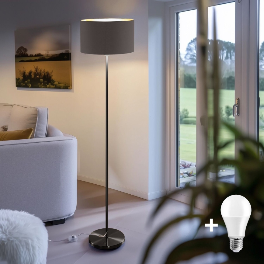 Lampadaire LED TUNJA 1xE27/20W/230V Ø 38 cm noir/marron