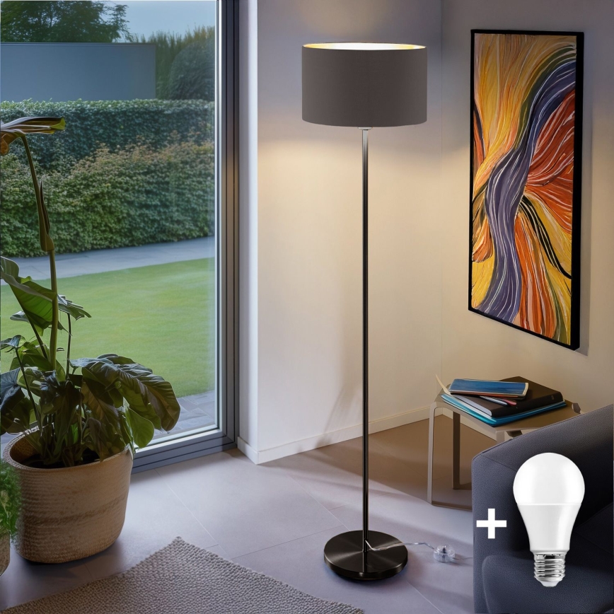 Lampadaire LED TUNJA 1xE27/20W/230V Ø 38 cm noir/taupe