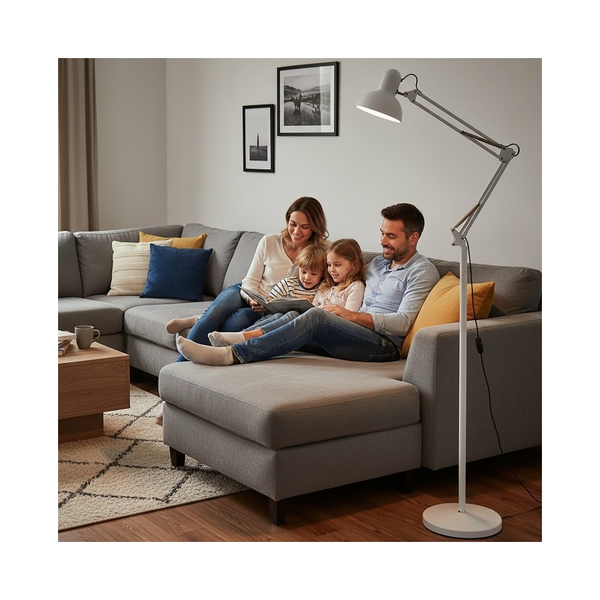 Lampadaire orientable AURIQ 1xE27/60W/230V 184 cm blanc