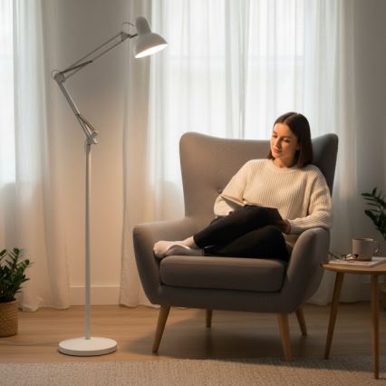 Lampadaire orientable AURIQ 1xE27/60W/230V 184 cm blanc