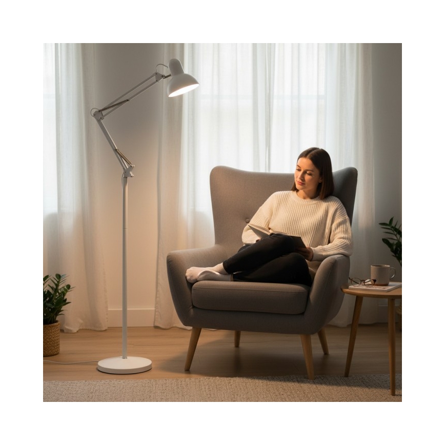Lampadaire orientable AURIQ 1xE27/60W/230V 184 cm blanc