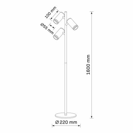 Lampadaire PARIS 3xGU10/12W/230V noir