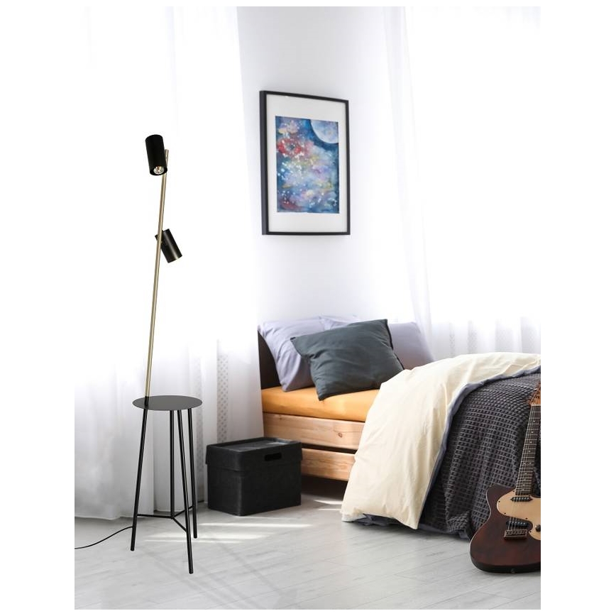 Lampadaire PERRET 2xGU10/15W/230V noir/doré